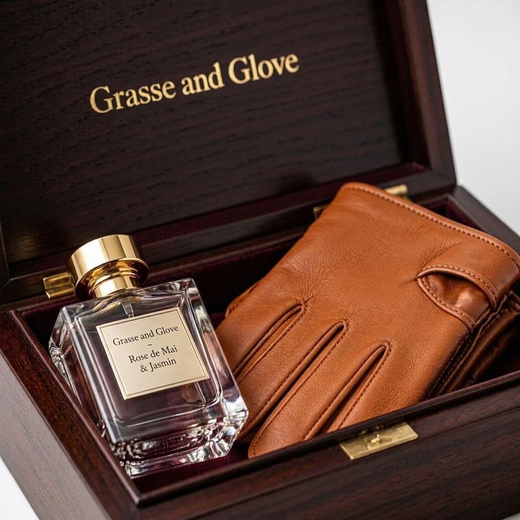 The coffret lined in burgundy velvet